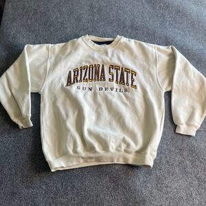 Camp David Arizona State Sun Devils Sweatshirt Mens Large Cream Embroidered ASU
